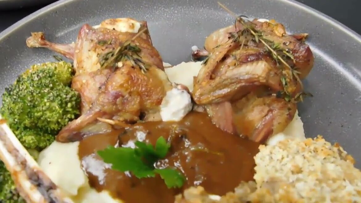 Parmesan encrusted lamb chops & stuffed quail cooking show ASMR