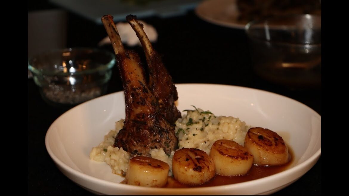 Perfectly Seared Scallops | Elegant Surf & Turf with Lamb Chops & Lemon Herb Risotto