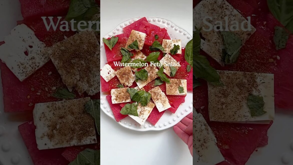 Watermelon and feta salad. Full recipe in the description