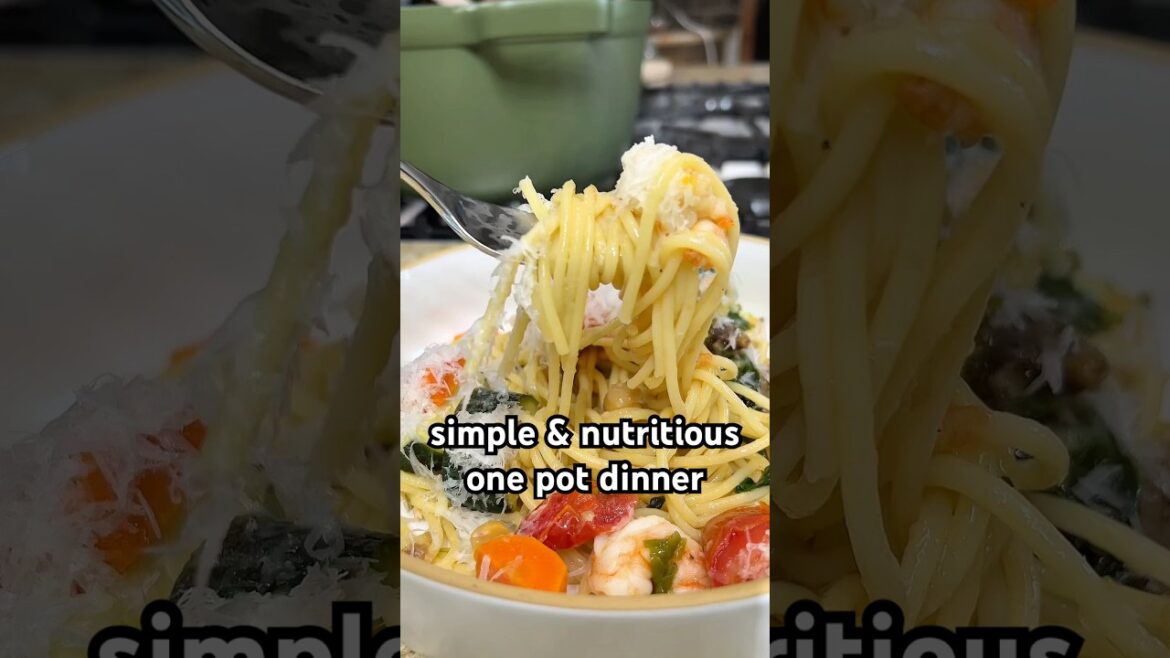 One pot dinner – pasta primavera with chickpeas and shrimp One pot dinner - pasta primavera with chickpeas and shrimp