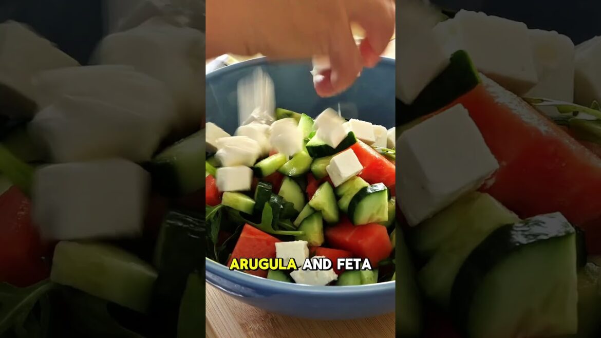 Watermelon, Cucumber & Feta Salad #GreekSalad #HealthySummer #MediterraneanRecipe #FreshSalad