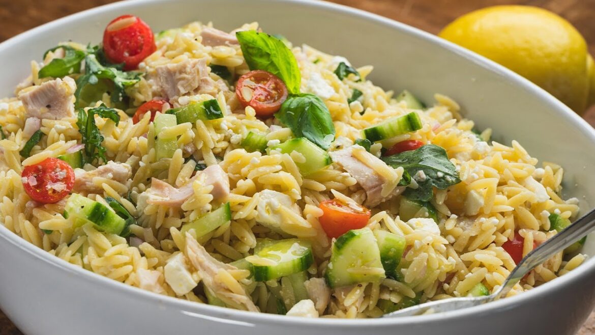 LEMON CHICKEN ORZO SALAD: Light & Refreshing, Perfect on a Hot Summer Day
