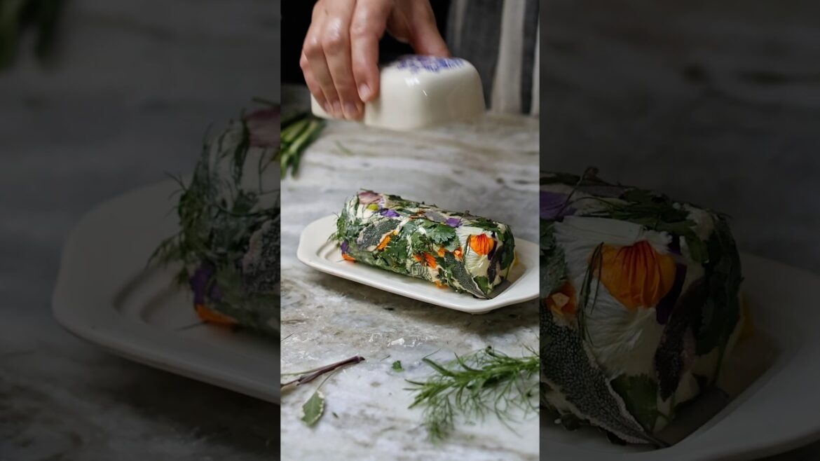 Roasted Garlic Chives Sourdough Loaf with Herb Butter Log #food