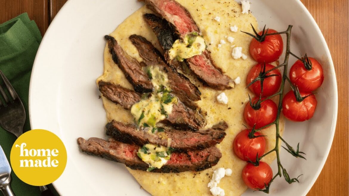 Grilled Skirt Steak with Goat Cheese Polenta