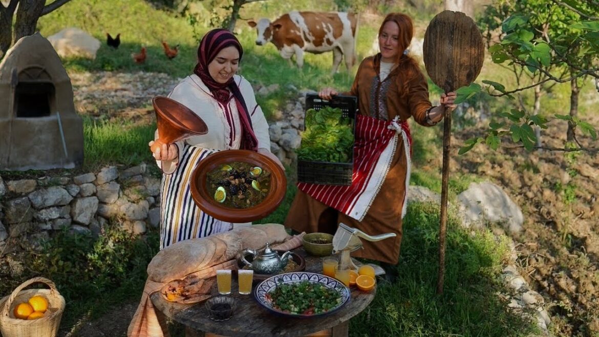 Mujeres en las Montañas de Marruecos: Cocinando Pan en Horno de Barro y Tagin de Cordero
