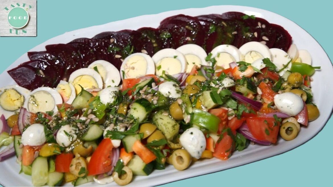 Frischer Sommersalat mit Roter Bete, Mozzarella Ei,Paprika & Dressing – Einfach,Schnell & Gesund 130