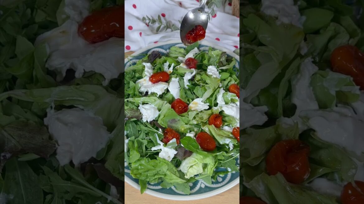 Ensalada de burrata, tomates asados y jamón #receta #ensalada #cocina