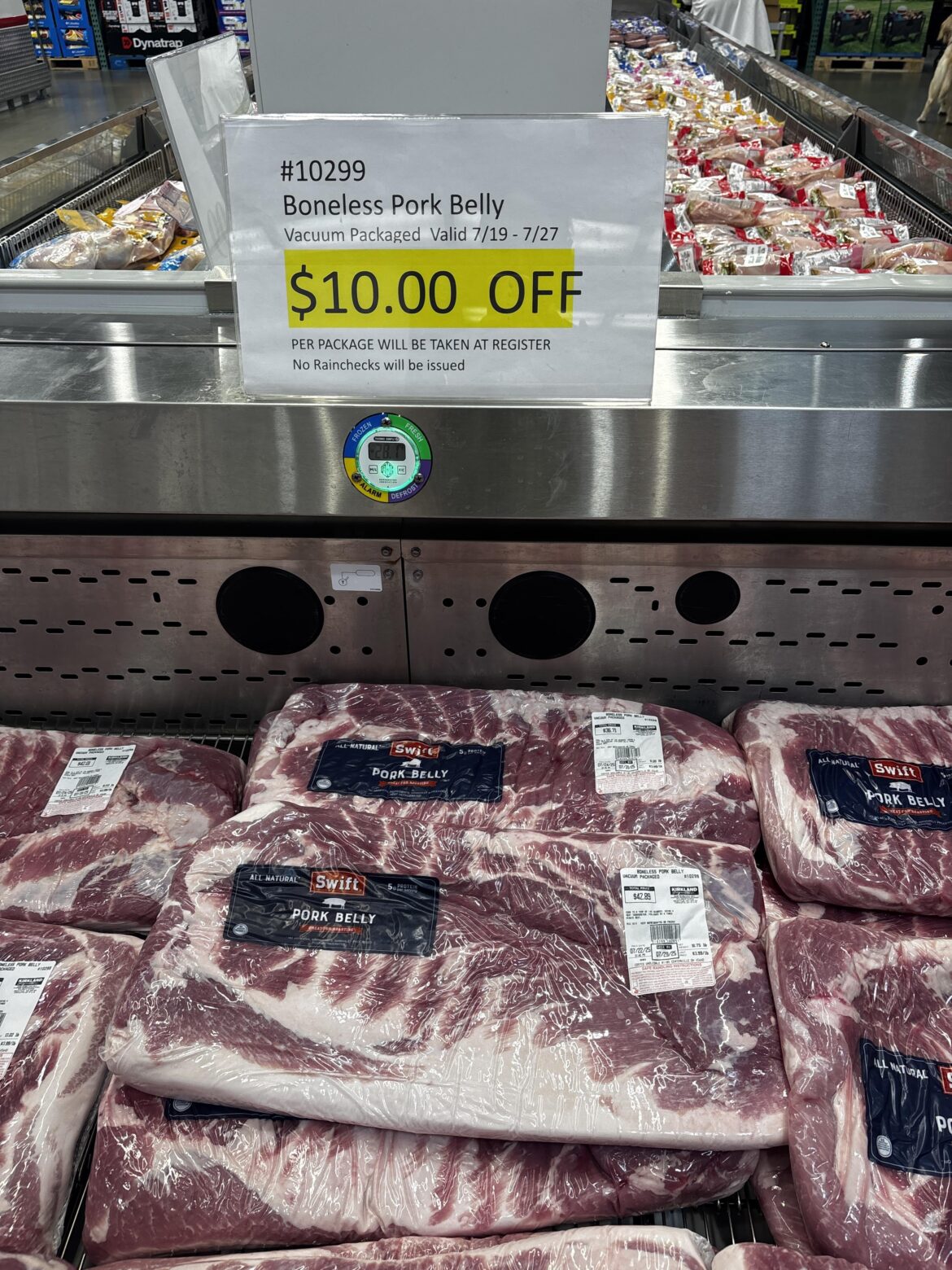 Pork belly sale at Costco.