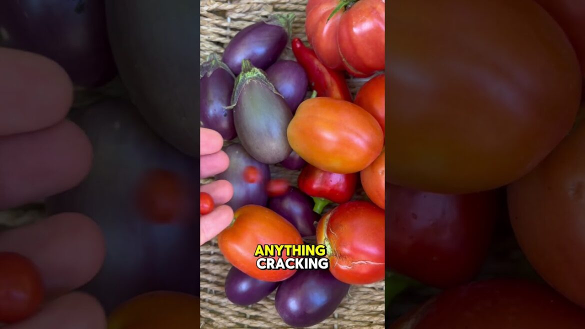 July Small Space Garden Harvest: tomato tips, corn, eggplant, cucumbers, peppers #gardening