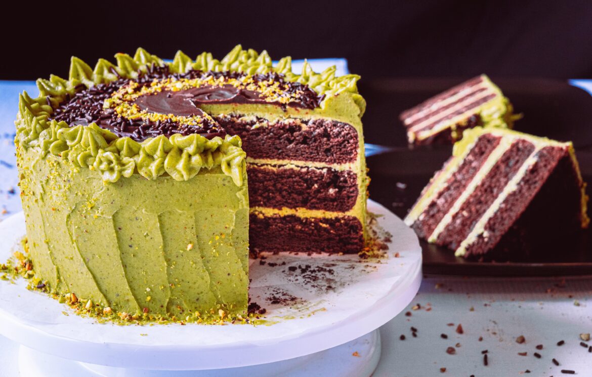 Chocolate Cake with Pistachio Buttercream