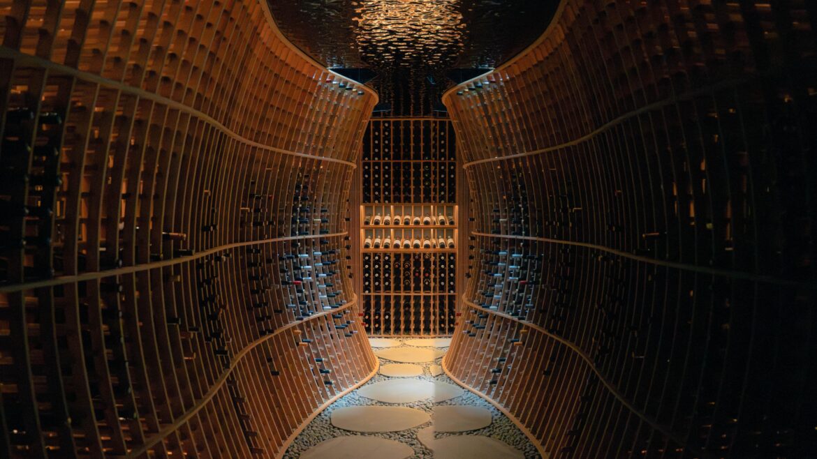 Concaved curved wine cellar in South Melbourne