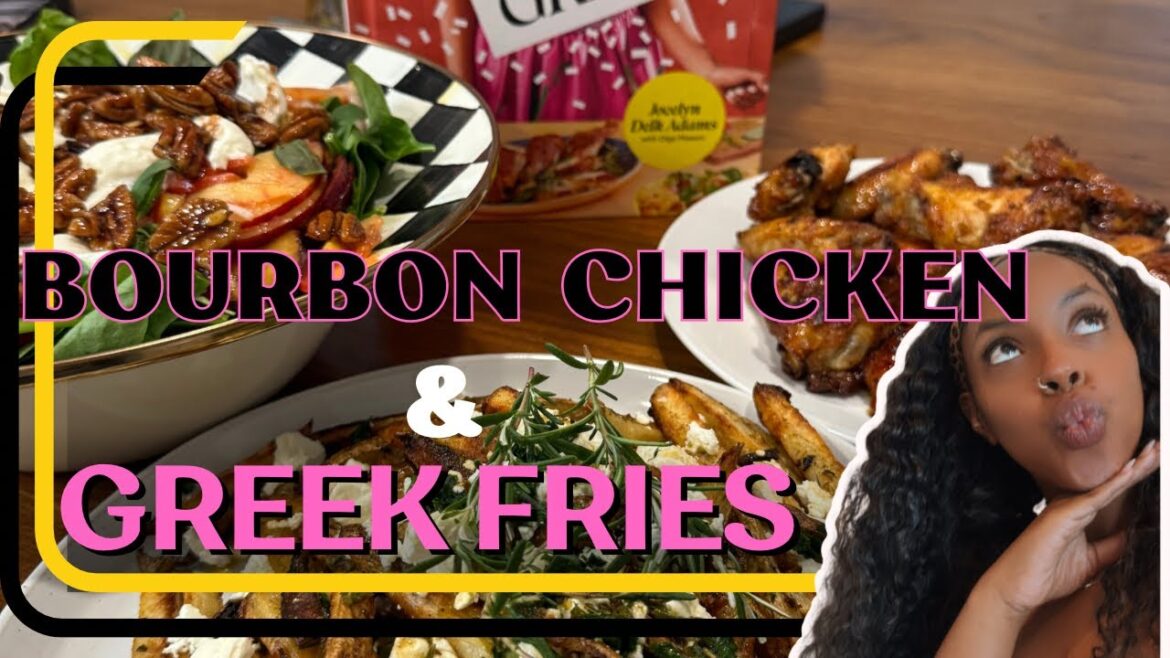 FROM BOOK TO TABLE: Everyday Grand - Bourbon Chicken, Peach Salad & Greek Fries #cookbookclub