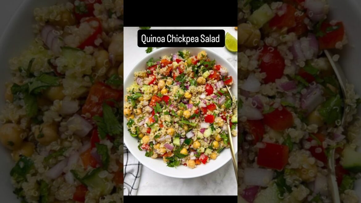 Quinoa Chickpea Salad #quinoasalad #quinoa #quinoachickpeasalad #highprotein #lunchrecipes
