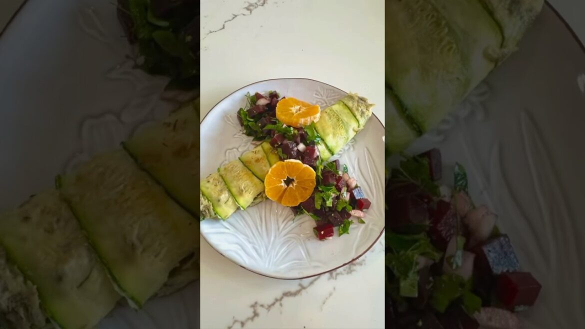 Brunch at home : zucchini rolled omelette with moroccan beets salad  #zucchiniomelette #beetsalad