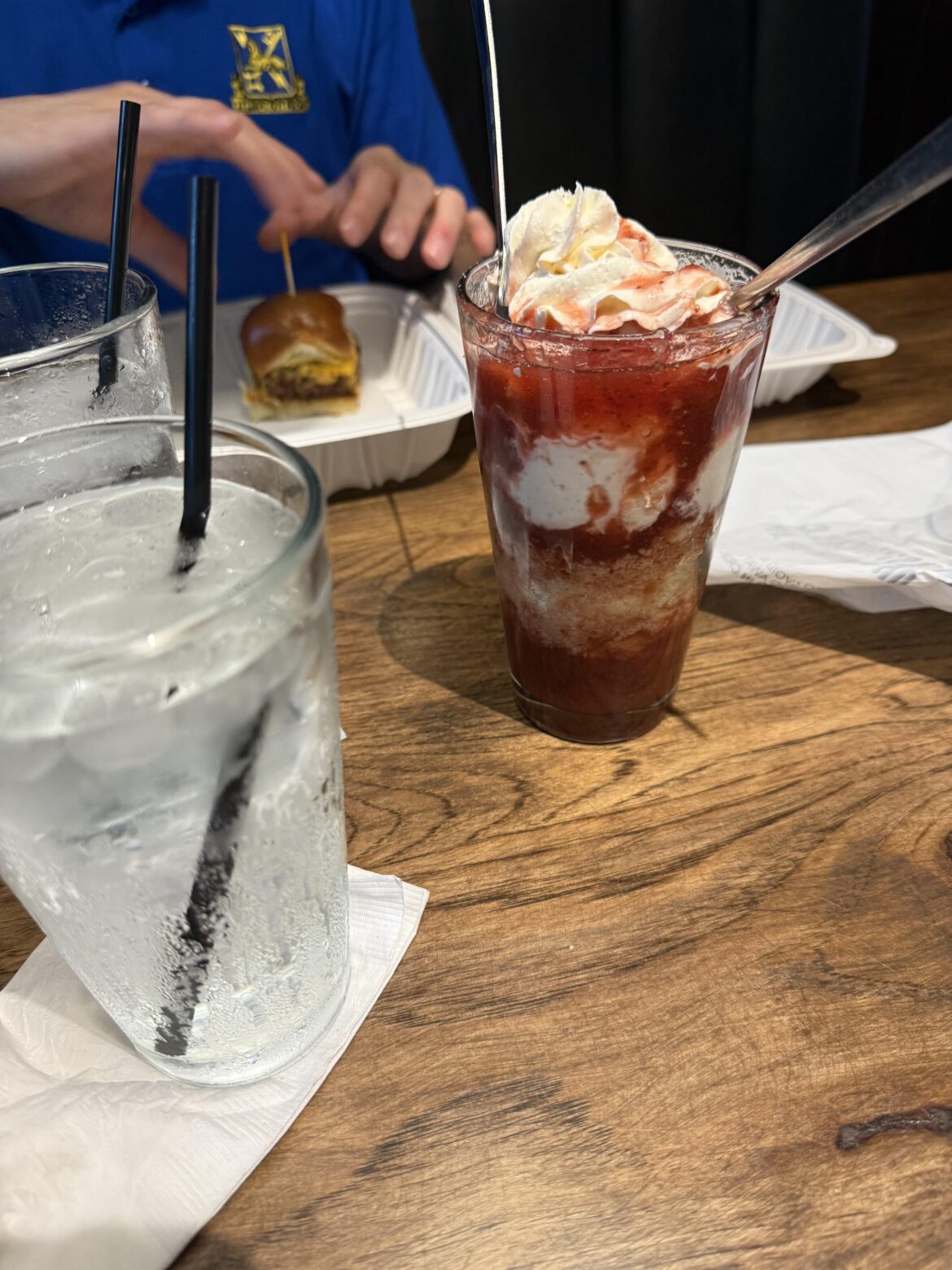 Shortcake in a regular drinking glass