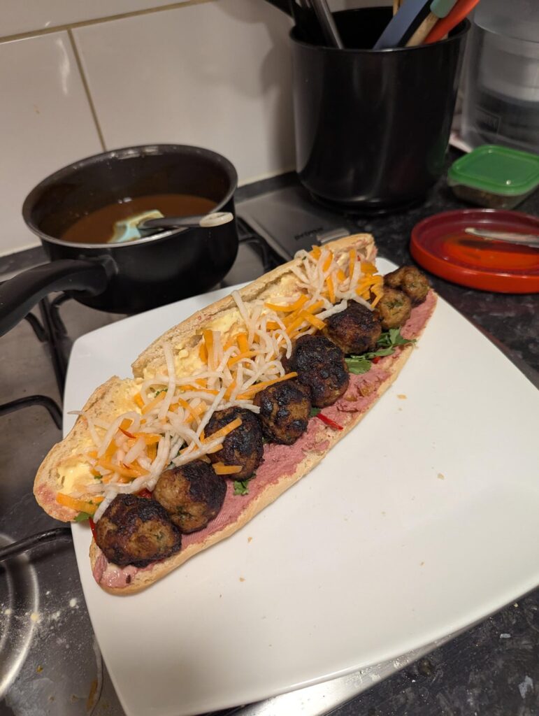Pork meatball bánh mì