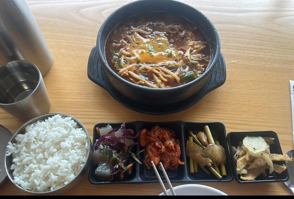 I had a Korean oxtail soup set with rice & banchan, rich, clear broth that warmed my soul.