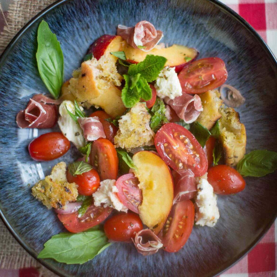 Italian Peach Panzanella Recipe – Anne Faber Italian Peach Panzanella Recipe - Anne Faber