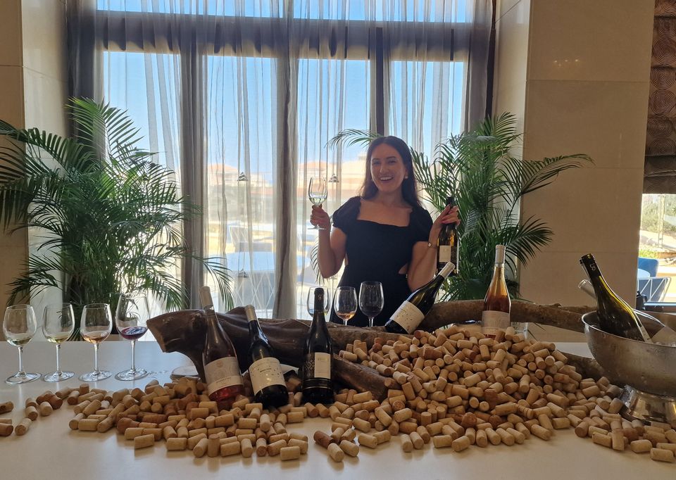 Anna enjoying a wine tasting