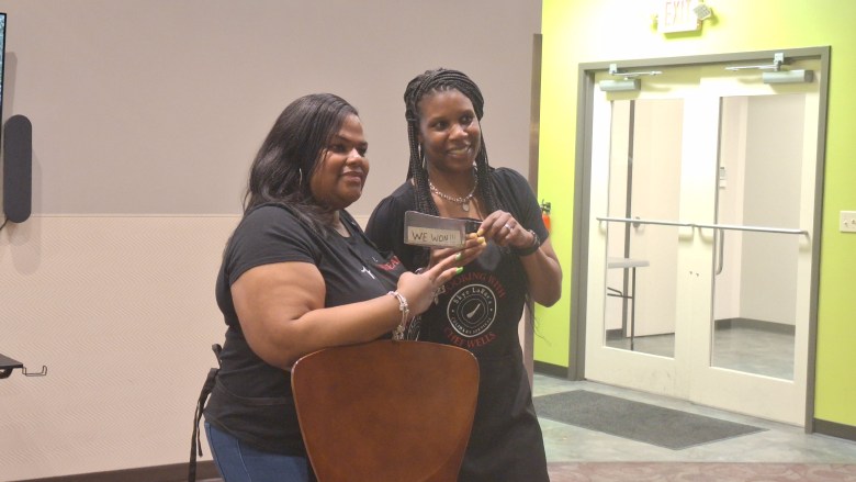 Keiona Rutledge, left, and Denise Ross, were the cooking competition winners with their sesame-crusted tuna cups.
