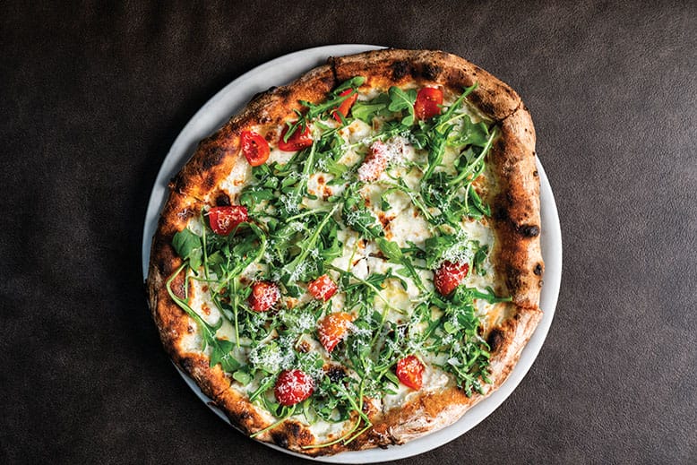 Pizza with arugula at Razza in Jersey City