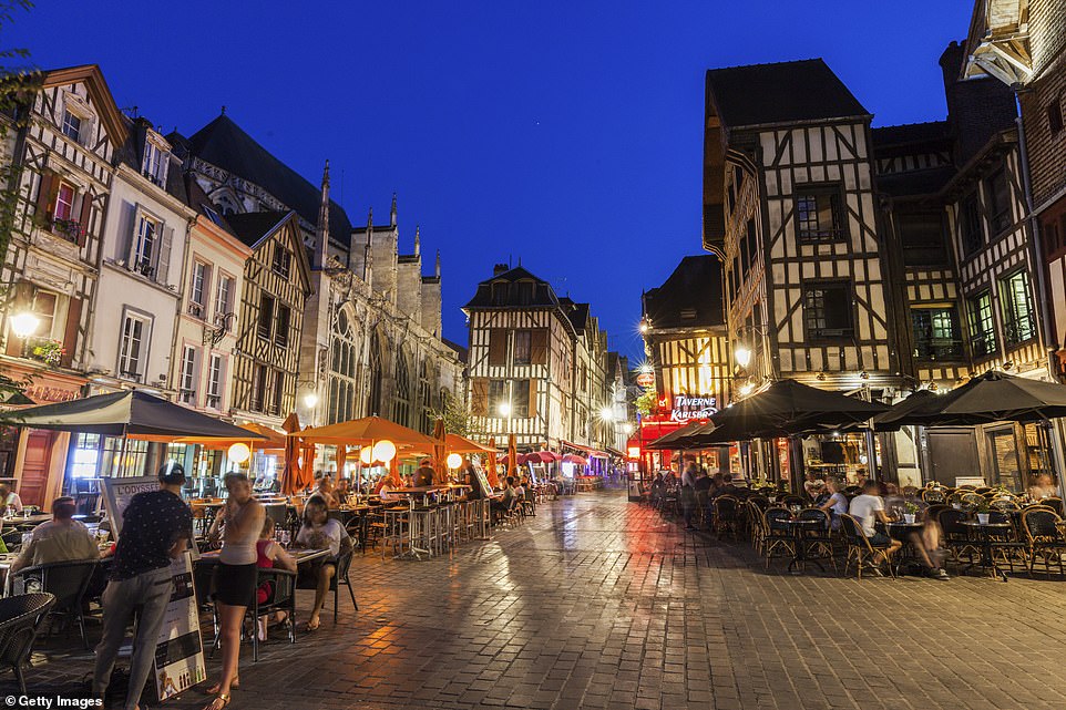 The many restaurants in the city of Troynes in Champagne. Rick says it is well worth visiting for its 'utterly lovely medieval centre as well as its fine sparkling wines'