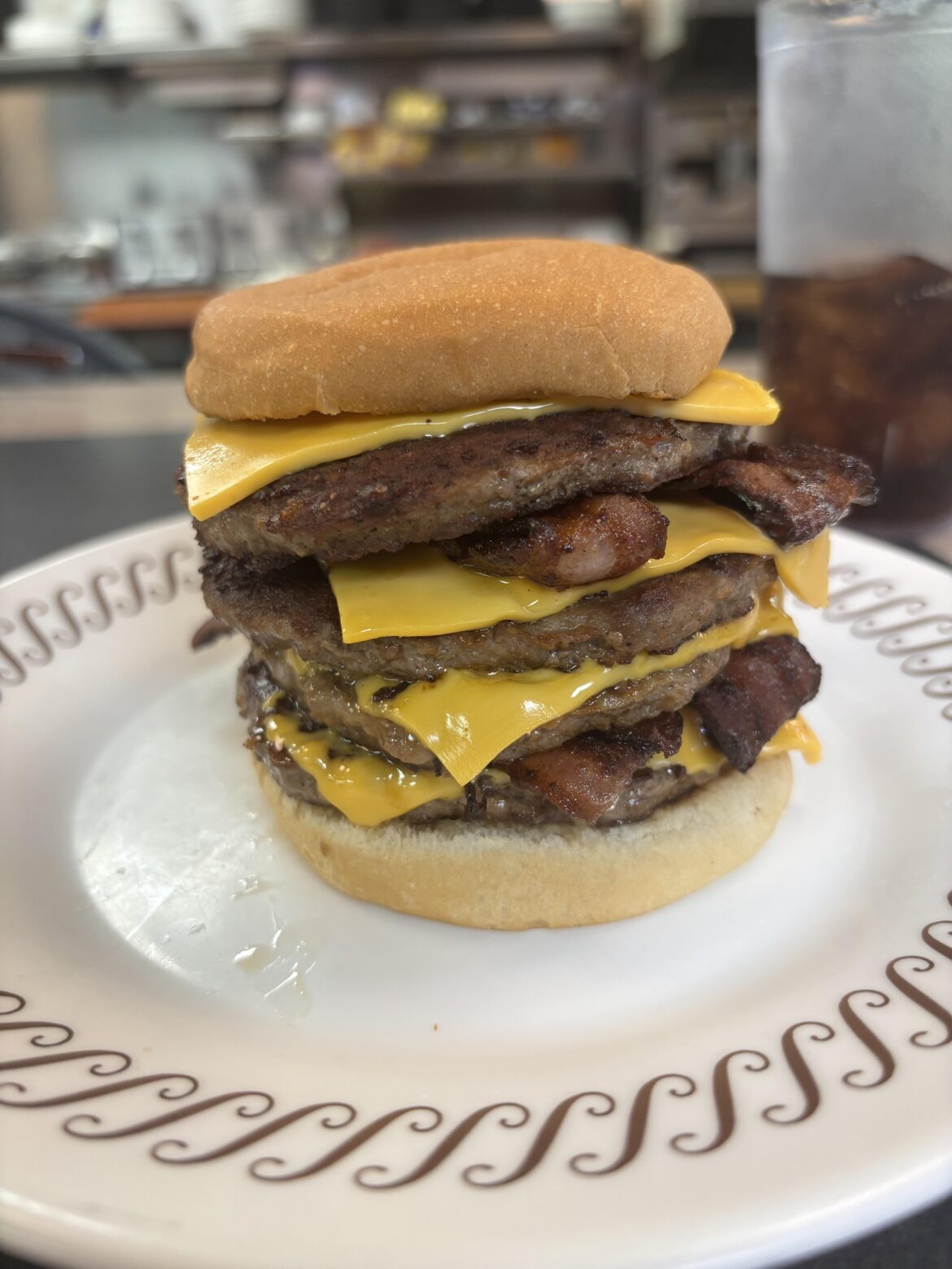 Four Patty Double Bacon Double Cheeseburger from Waffle House