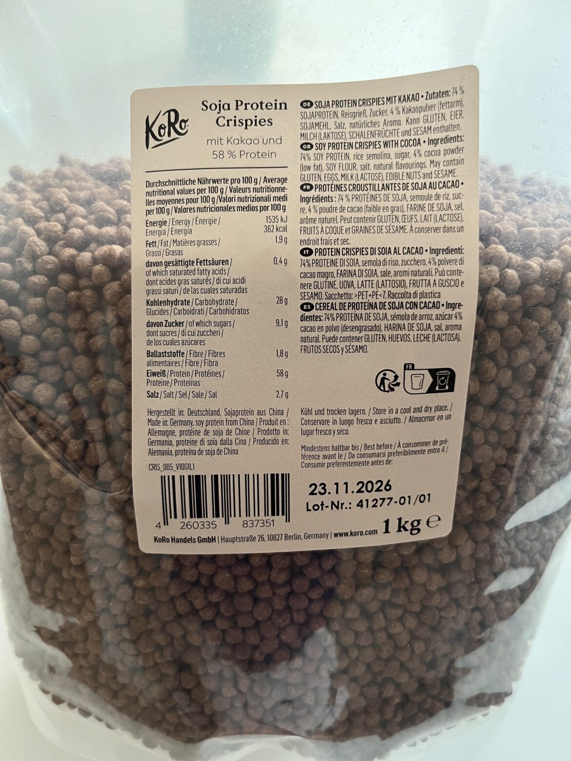 Soja Protein Crispies (58g Protein/ 100g)