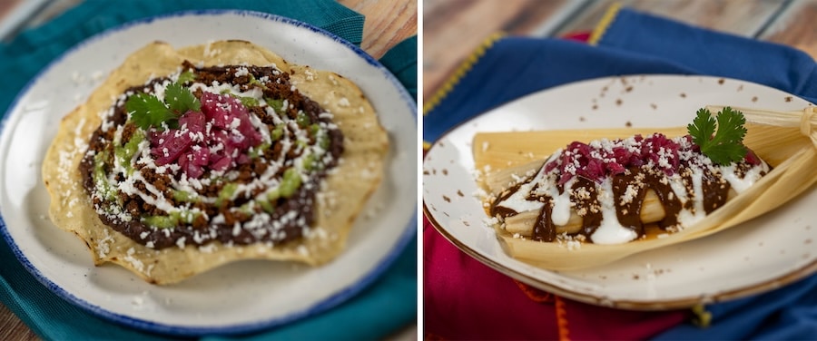 Giant Tostada de Chorizo and Tamale de Barbacoa from Las Posadas Holiday Kitchen at EPCOT Festival of the Holidays