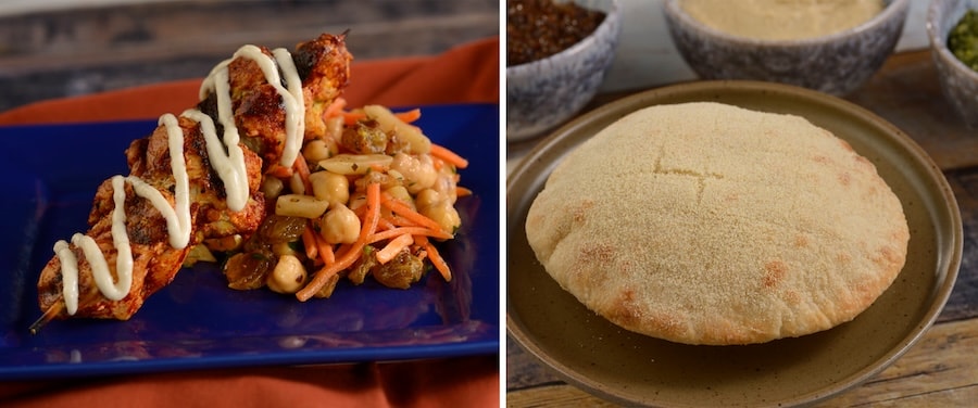 Grilled Kebabs and Stone-baked Moroccan Bread from Tangierine Café: Flavors of the Medina at EPCOT Festival of the Holidays