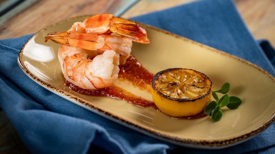 Jumbo Shrimp Cocktail with prosecco cocktail sauce and grilled lemon from Bubbles & Brine at EPCOT Festival of the Holidays