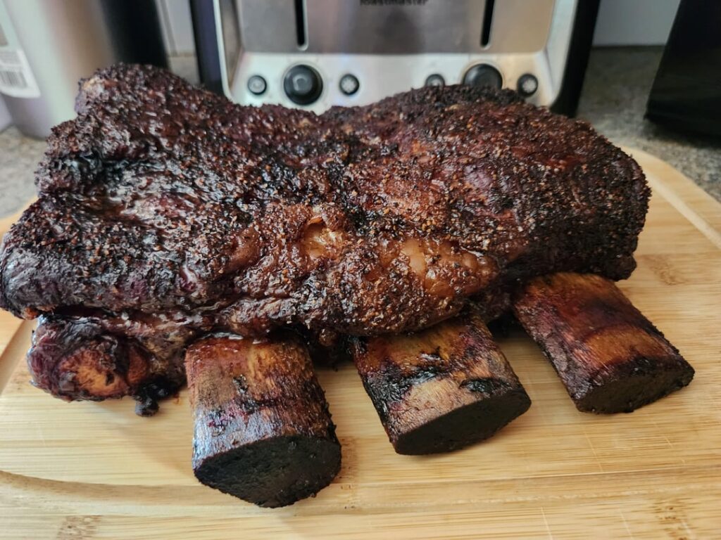 Smoked a 4 bone rack of plate ribs.