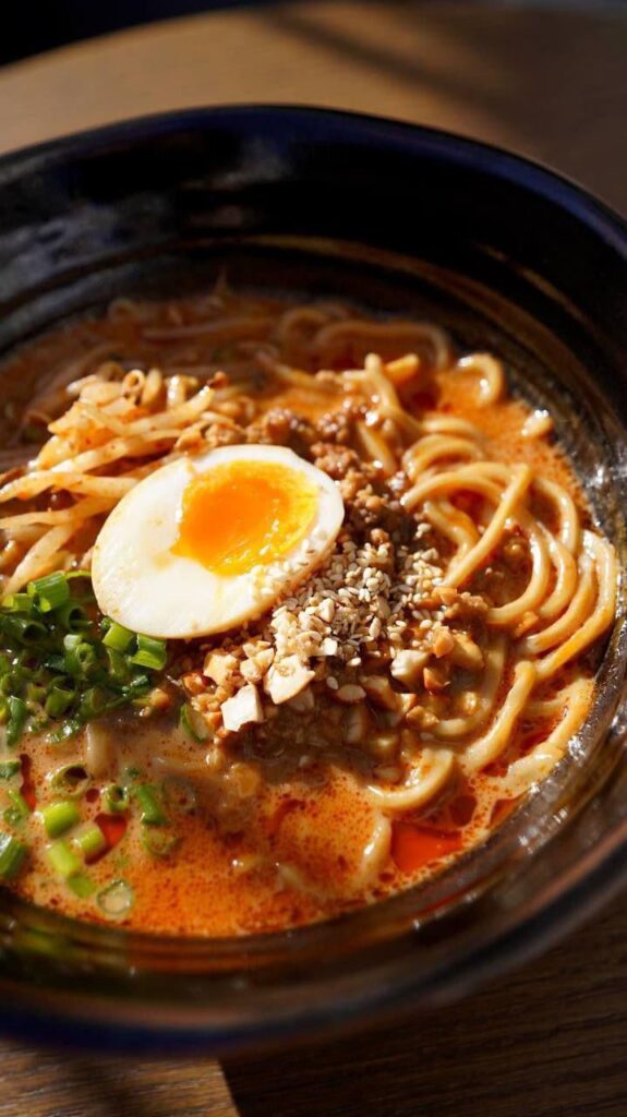 Rich broth. Fat noodles. Runny yolk.