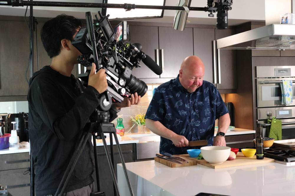 SUPPLIED
                                Diabetic Kitchen host Kevin Beaulieu whips up a recipe while filming.