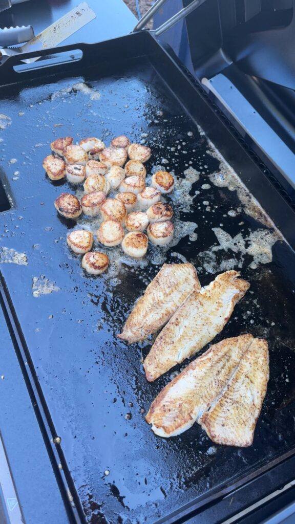 Scallop and fluke dinner I fired up for the inlaws.