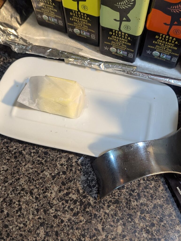 You can cut up butter blocks into cubes and wrap them in parchment paper for smaller uses.