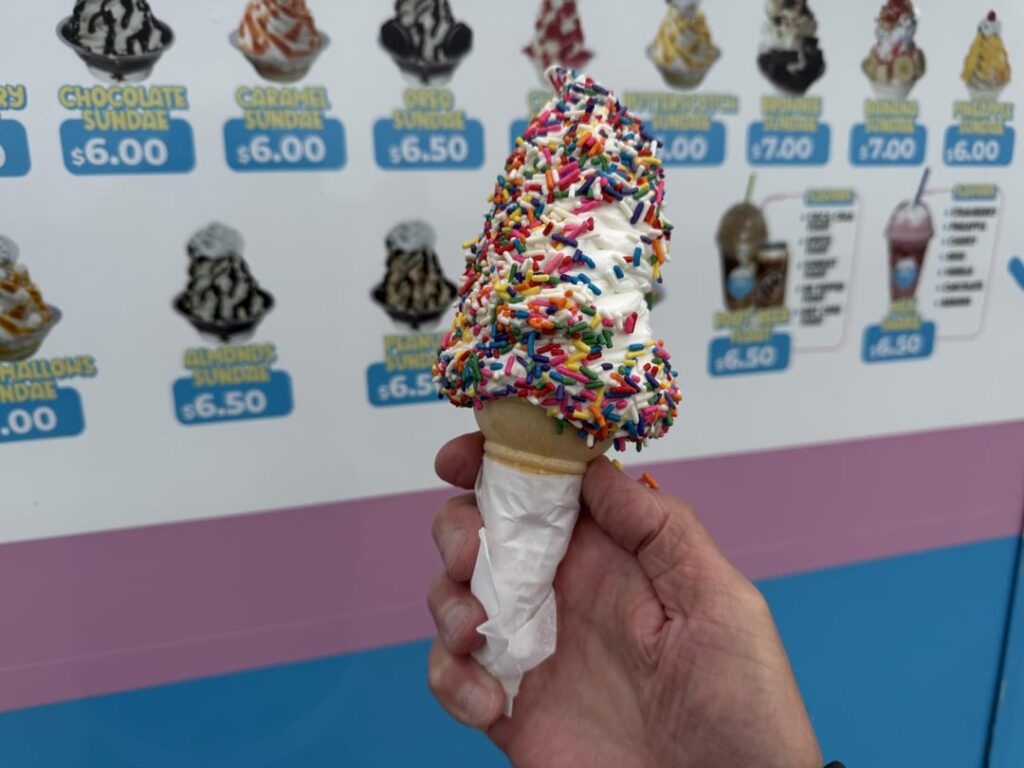 Vanilla Sprinkles Soft Serve Ice Cream Cone 🍦[OC]