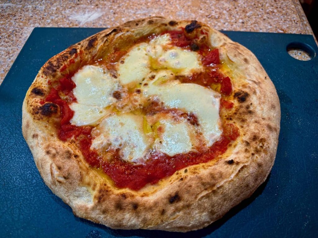 Two Pizzas Using Julian Sisofo's Poolish Dough Recipe (Basil is missing due to rain storm)