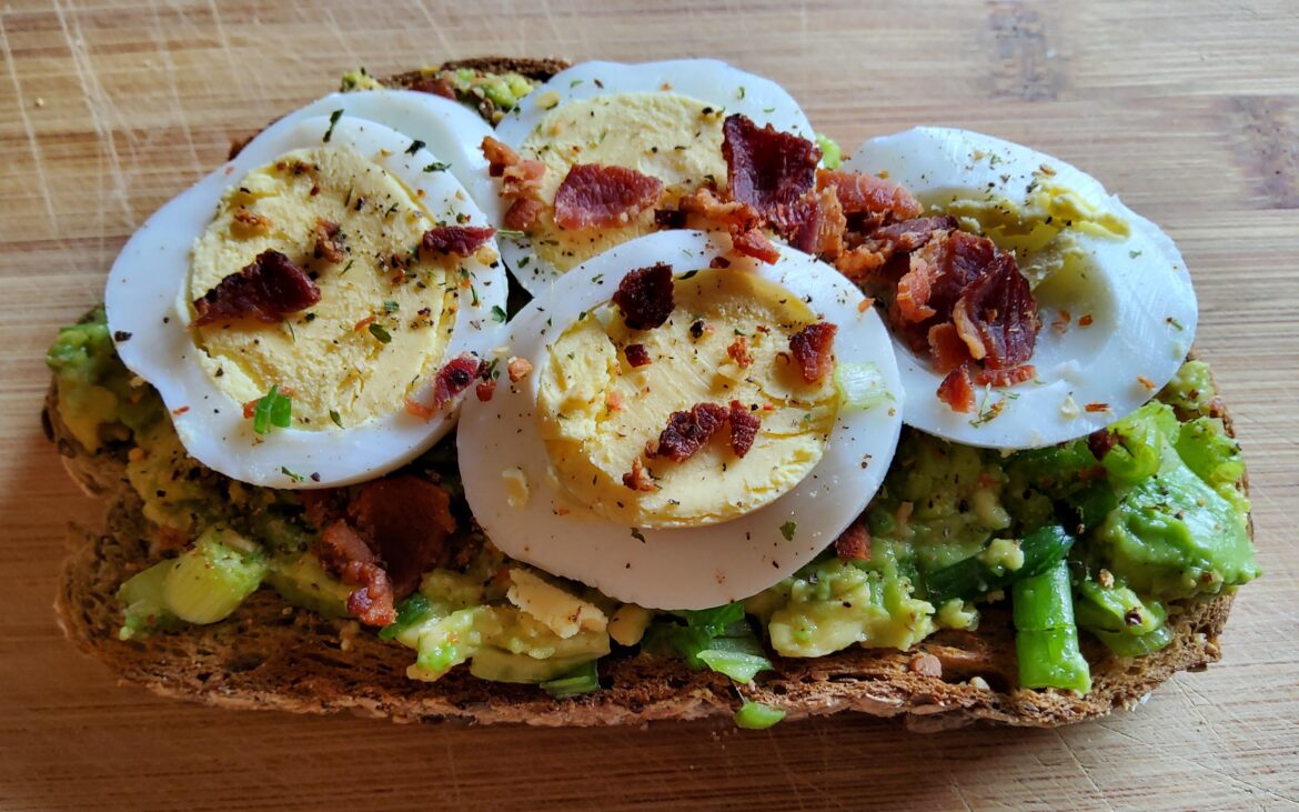Always have hard boiled eggs to make a quick snack. Avocado toast.