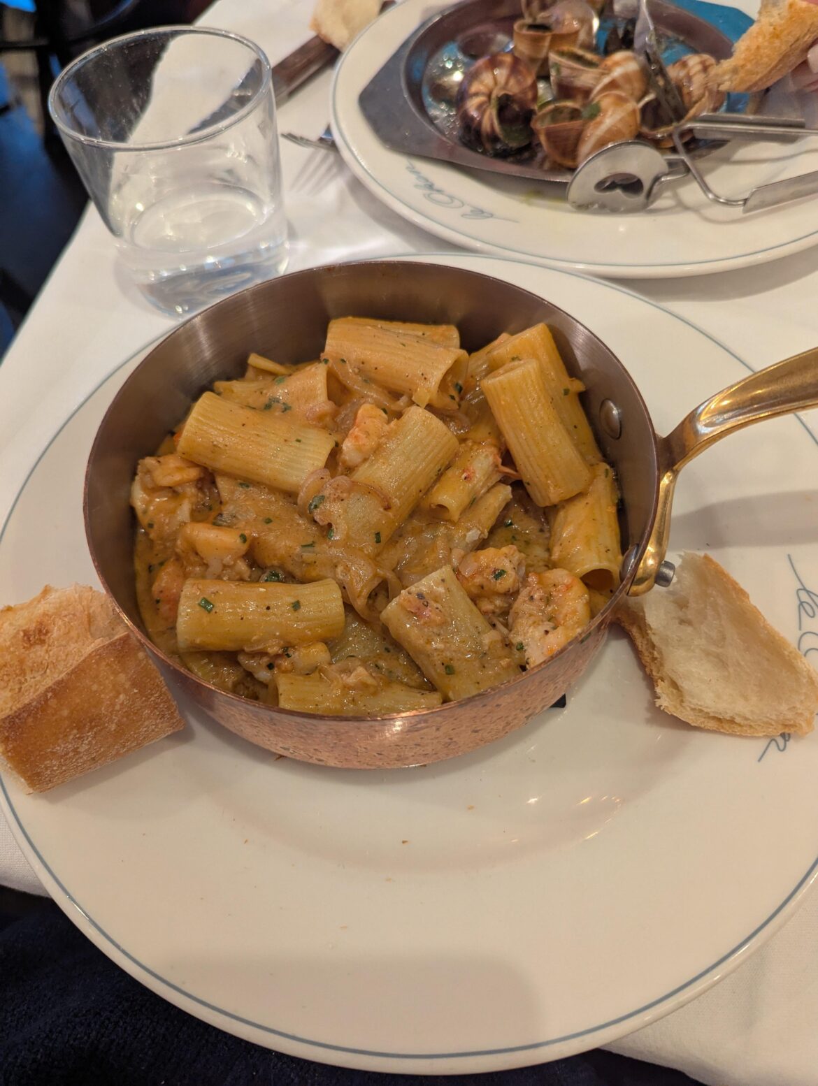 Pasta came in a pan on a plate