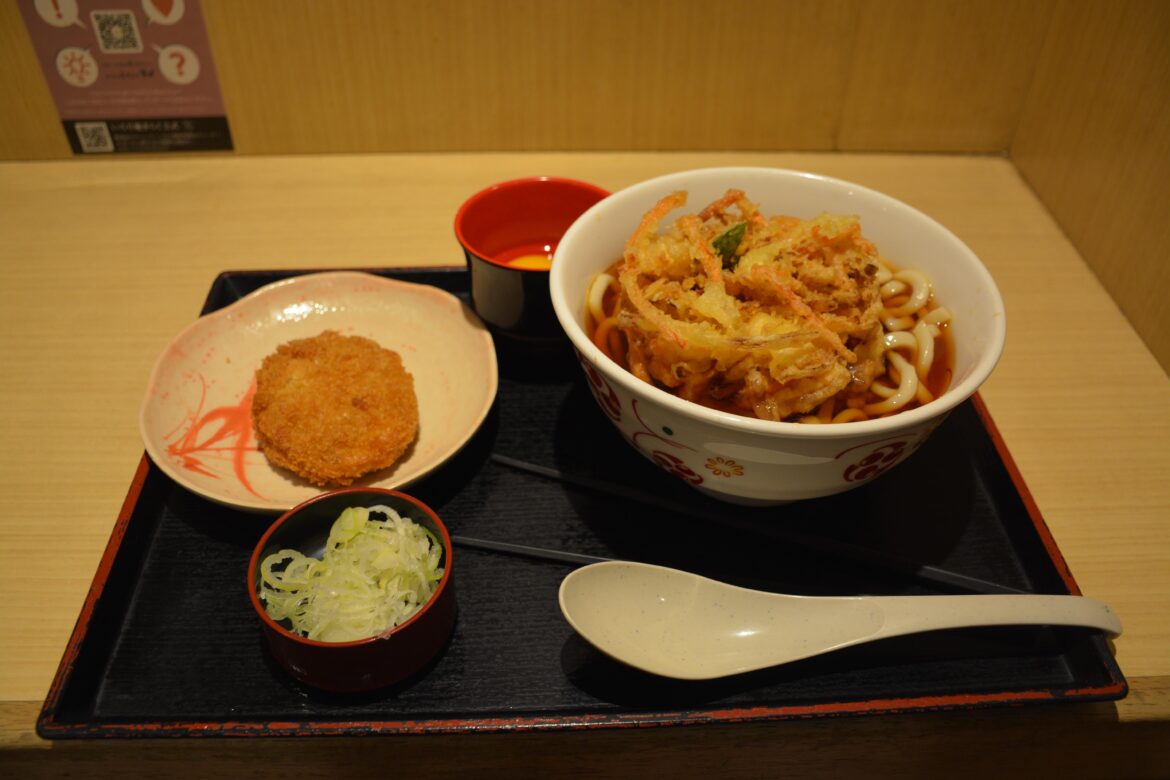 A quick standing ramen meal at Nippori Station.