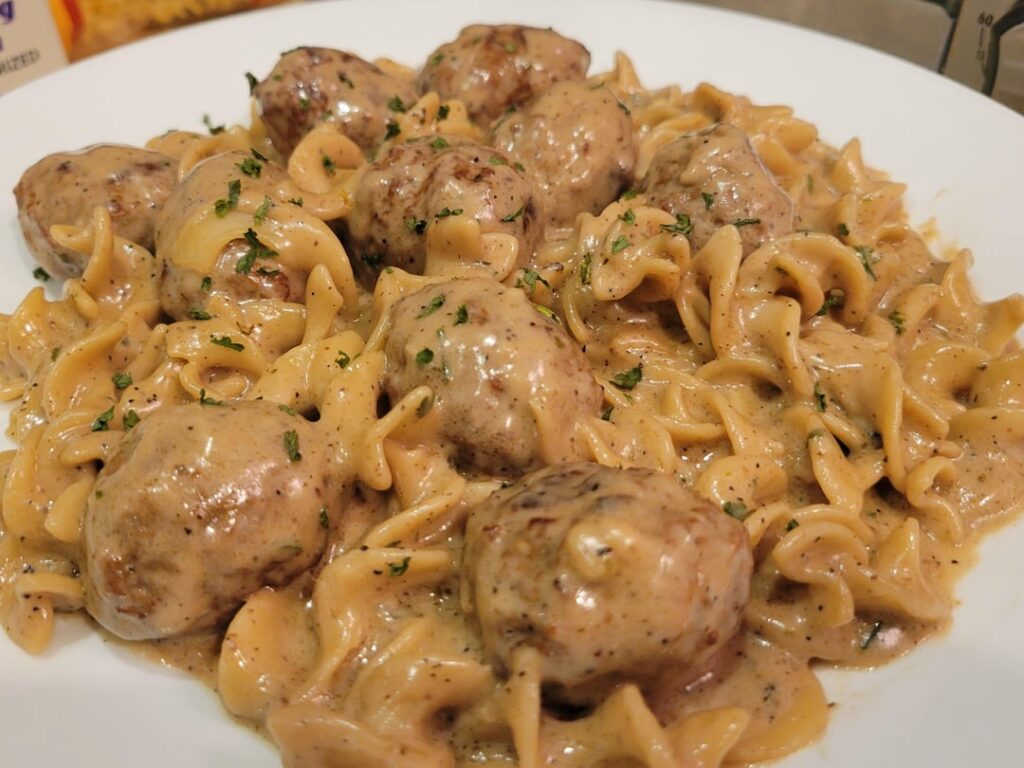 Swedish meatballs w egg noodles from scratch.