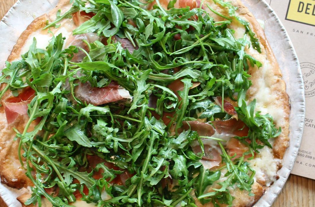Arugula pizza at Pizzeria Delfina