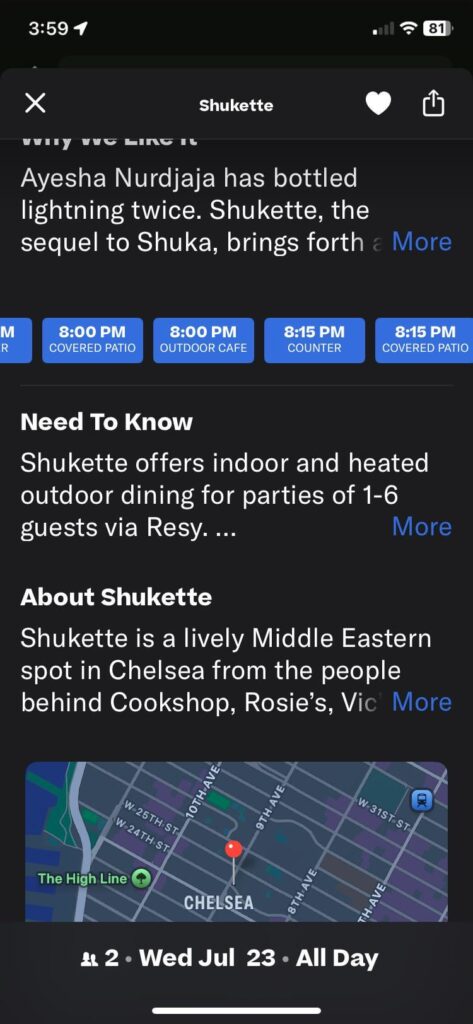 Shukette seating?