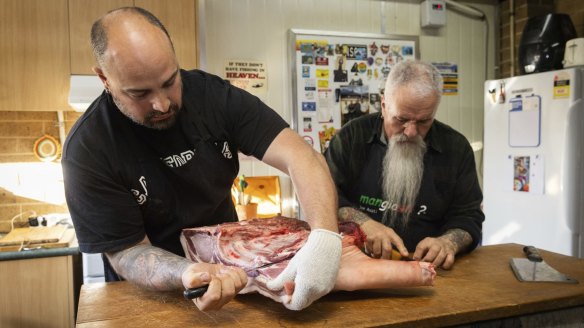 The pig is sliced, minced, salted and stuffed into casings to make fresh and cured sausages.