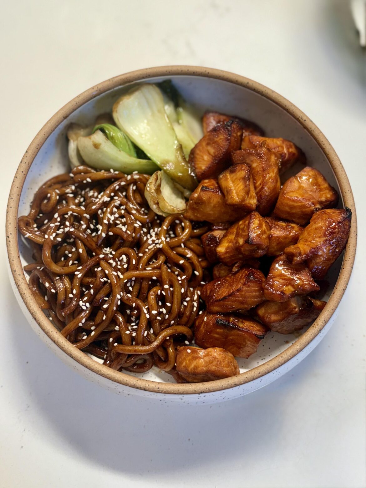 King Salmon stirfry, caught while floating down a river in Washington.