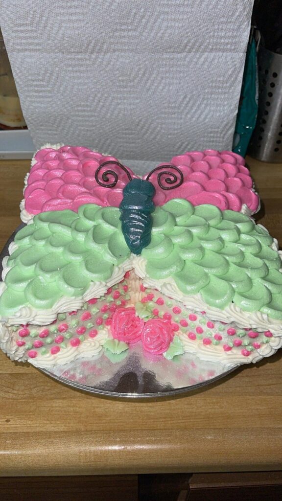 A 4 year olds butterfly birthday cake