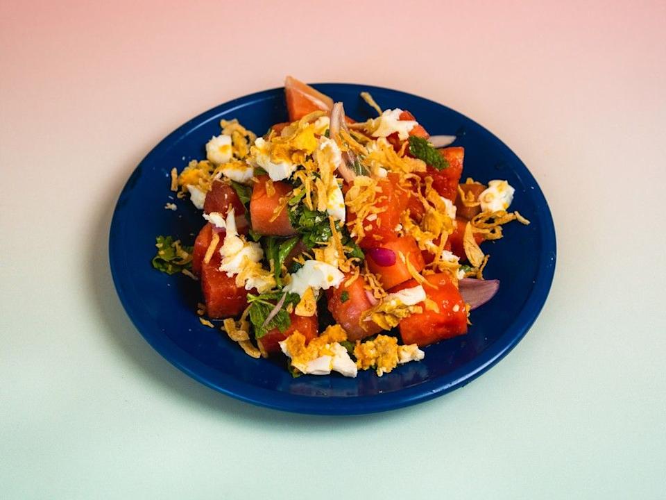  Watermelon salad.