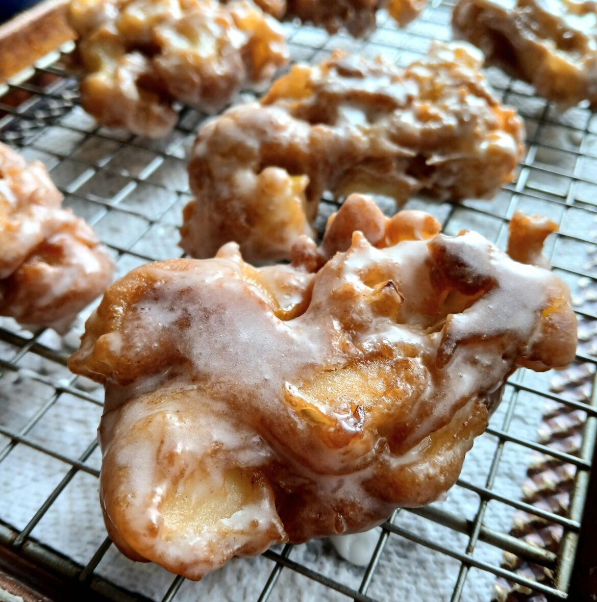 Glazed apple fritters