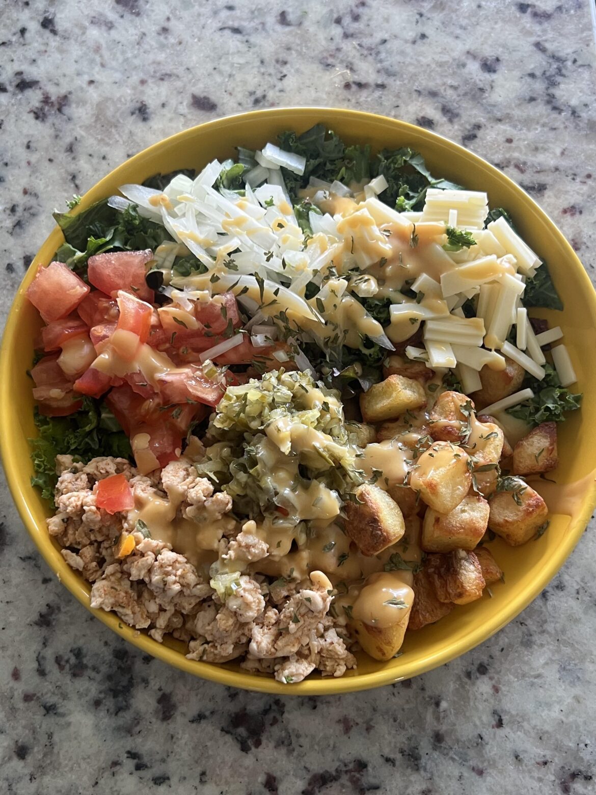Turkey Burger Bowl - 576 calories and 38 grams of protein